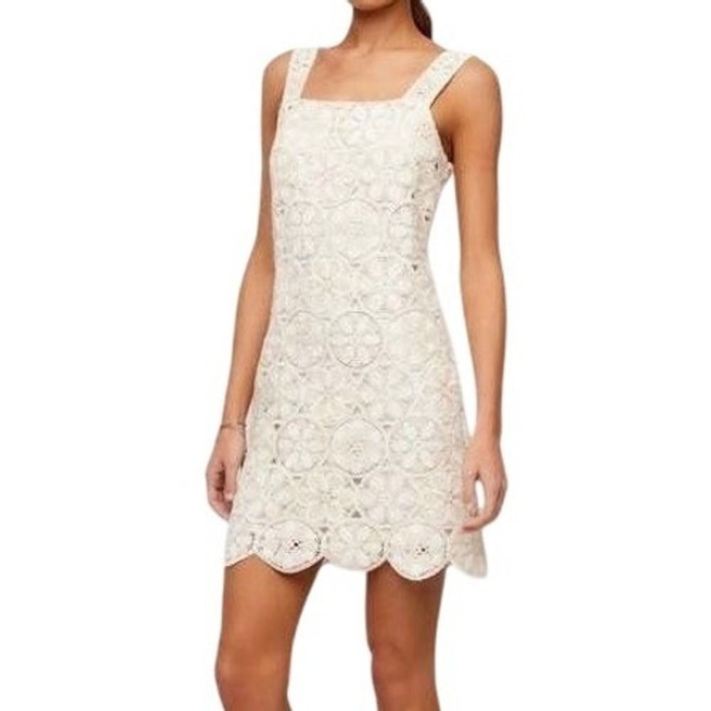 Fifteen Twenty Daisy Mini Dress Womens‎ Small White Neutral Crochet Cotton Boho